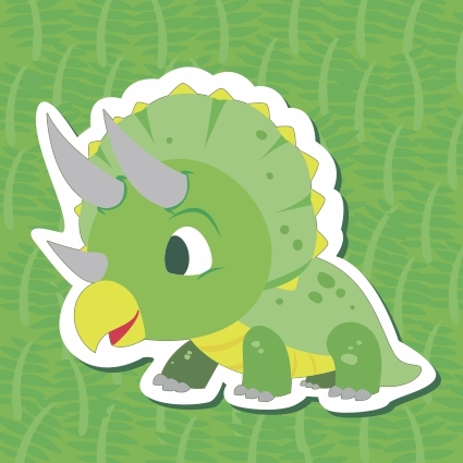 a cute dinosaur sticker with Triceratops